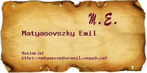 Matyasovszky Emil névjegykártya